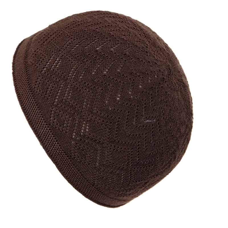 Breathable Muslims Adult Knit Kufi Elastic Hollow out Islamic Knit Kufi Inner Hat Casual Church Pray Lightweight Hat