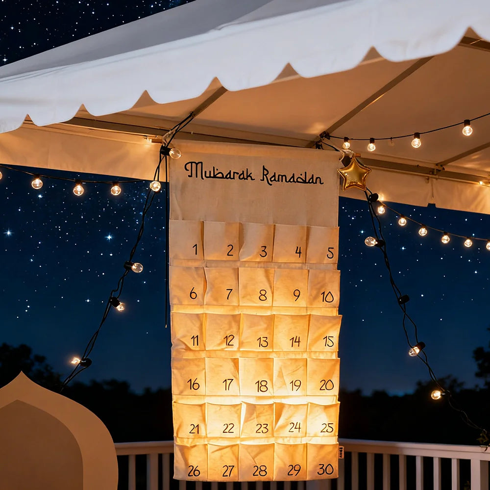 Ramadan Mubarak Countdown Advent Calendar Eid Gift for Muslim Islamic Kareem Al-Fitr Iftar Wall Decoration Gift for Children