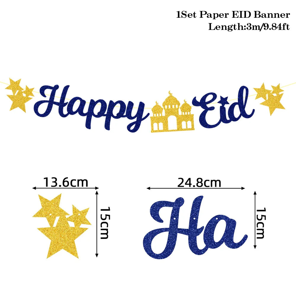 2024 Eid Mubarak Decor Banner Ramadan Mubarak Banner Kareem Ramadan Decoration for Home Islamic Muslim Party Decor Eid Al Adha