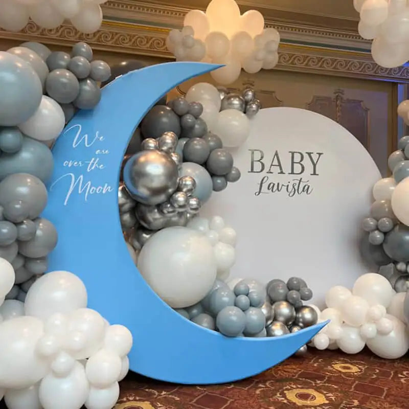 6.5ft Portable Crescent Moon Shape Stand for Baby Shower Newborn Kids 1st Birthday Party Photography Backdrop Cover Customized