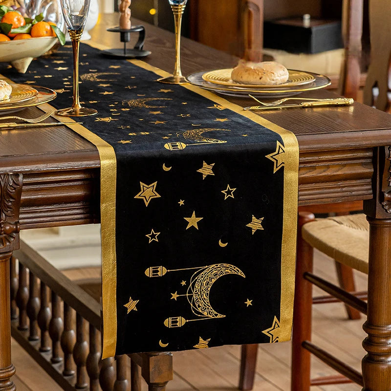 Ramadan Table Flag Cloth Muslim Decor 2026 Nappe Eid Mubarak Table Runner Party Home Decoration Mubarak Moon and Star Dinnerware