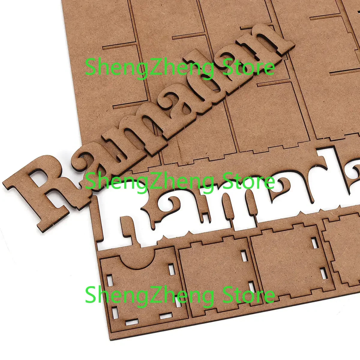 Ramadan Advent Calendar DIY House Drawer 30 Grids MDF Stand Rack Decorations