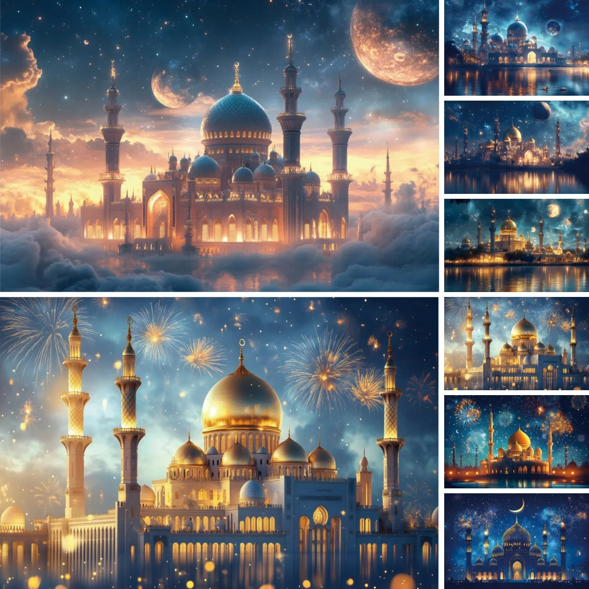 Ramadan Mubarak Backdrops Eid Al Adha Moon Islam Muslim Celebration Eid Party Night Decoration Background Photo Shoot Prop Gift