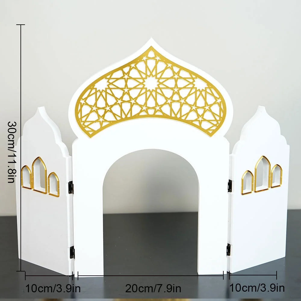 Umrah Arch Decoration Eastern Calendar Festival PVC Desktop Home Decor Calendar Stand 2026 Happy Days Of Ramadan Party DIY