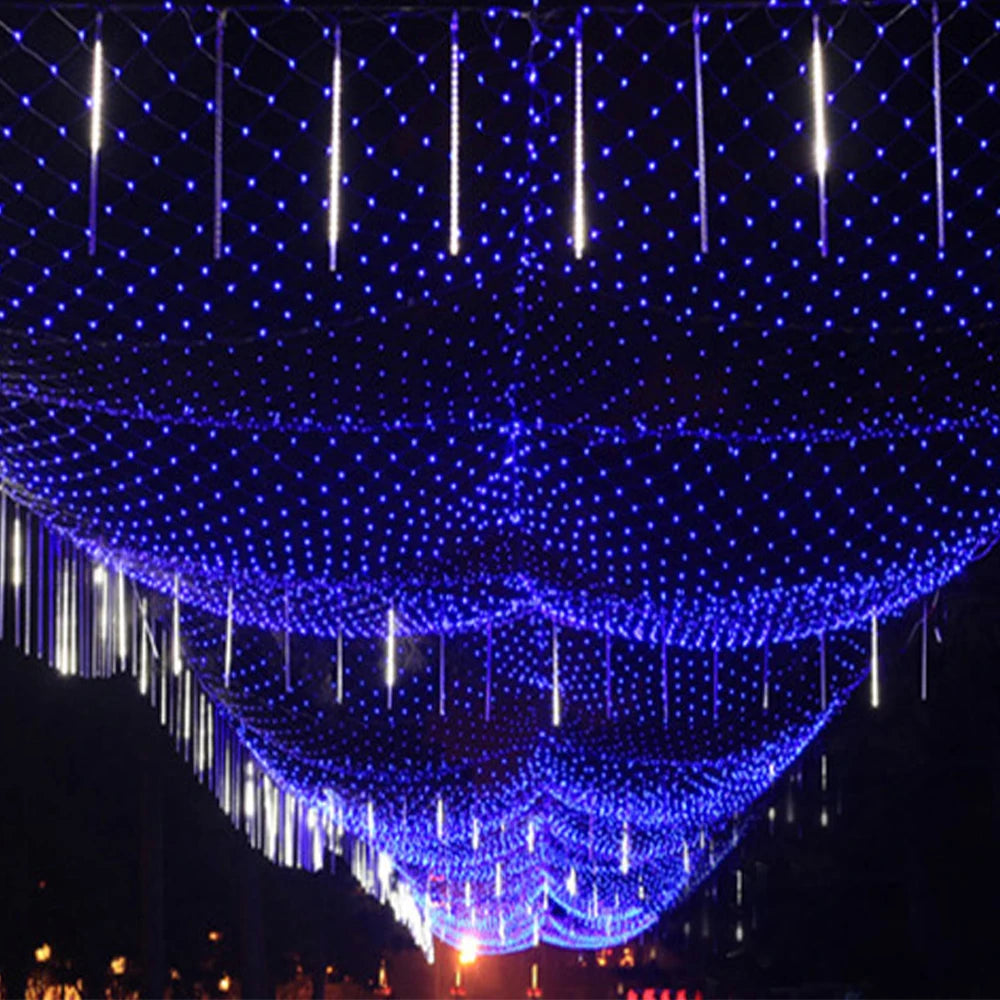 LED Net Curtain Light 110V 220V Fairy Lights Outdoor String Christmas Garlands Xmas Party Garden Wedding Decoration 3X2M 6X4M