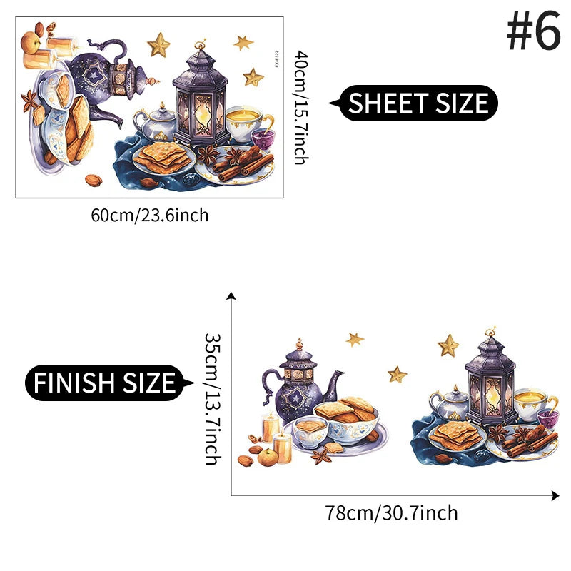 Ramadan Wall Stickers Ramadan Decorations 2026 Window Decals Vintage PVC Wall Decor Decal For Home Holiday Parties