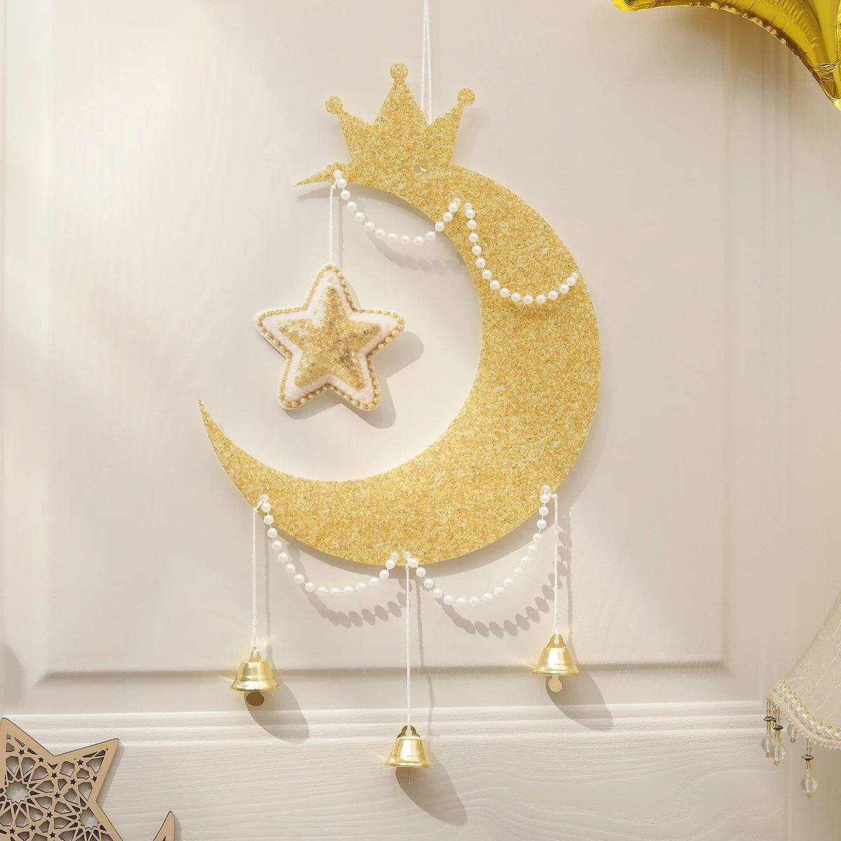 Eid Mubarak; Ramadan Moon and Star Party Background Wall Decor Hanging for Door Banner