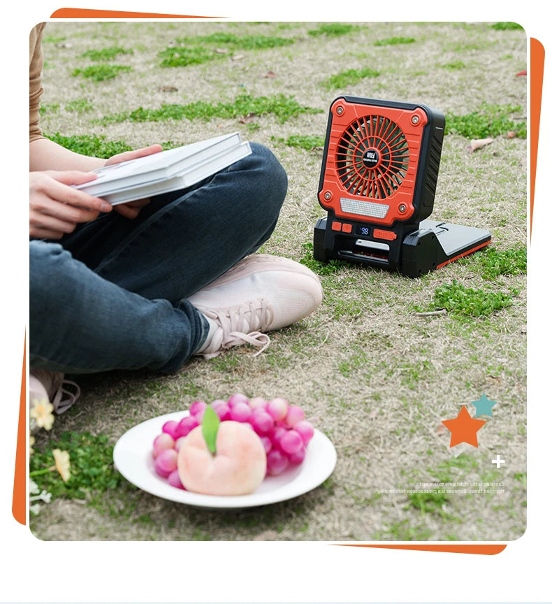 Outdoor Solar Fan Light 8 Hours Battery Foldable Tent Lantern Portable Multifunctional Camping Light Cross Border New