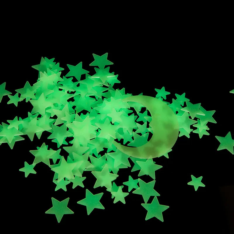 201 Pcs Glow in The Dark Stars and Moon Wall Stickers Night Luminous 3D Fluorescent Adhesive Decorations for Bedroom  Ceiling