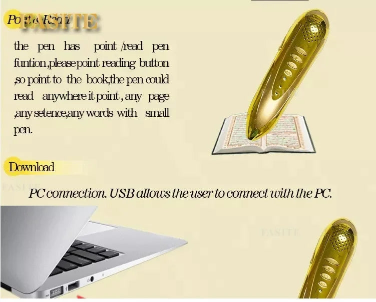 Digital Quran Reading Pen with Small Quran Book Wooden Box Word by Word Audio