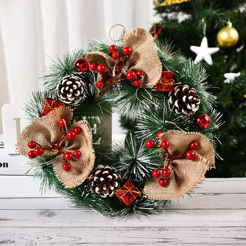 30CM Christmas Decoration Garland Front Door Window Decoration Christmas Wreath Pendant Ornament Navidad New Year Party Supplies