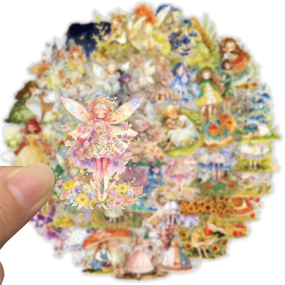 50Pcs Fairytale Princess Stickers Castle Decals Fantasy Pink Vinyl Art Set For Adults Journal Stationery Notebook Laptop Decor