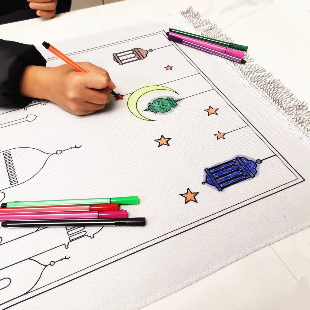 DIY Painting Muslim Prayer Mat for Kids Children Prayer Rug