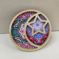 1pc EID Mubarak Wooden Ornaments Decor Star And Moon Tray Ramadan Decoration Home Islamic Muslim Party Decor Party Supply