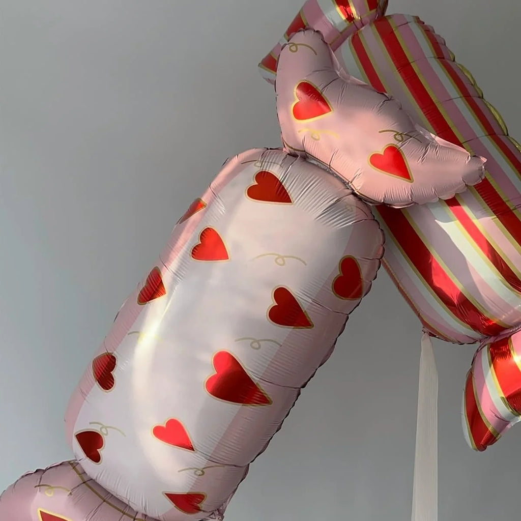 Candy shaped aluminum foil balloons with heart-shaped printed candy balloons for shower, birthday party, wedding decoration