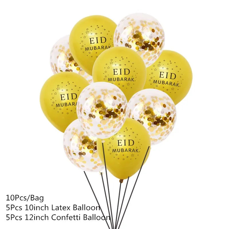 10Pcs Eid Umrah Mubarak Latex Balloon Ramadan Kareem Festival Muslim Islamic Ramadan Party Eid Al-Firt Home Decoration Supplies