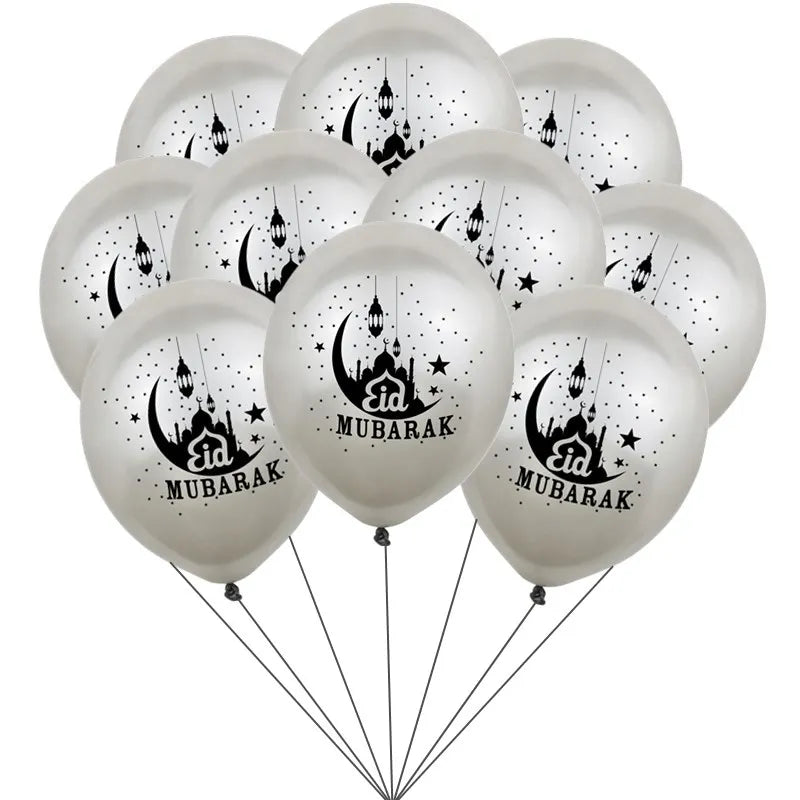 Eid Mubarak Latex Balloon Ramadan Kareem Moon Star Castle Decoration Air Globos Islamic Party Ramadan Mubarak Balloon Eid Gifts