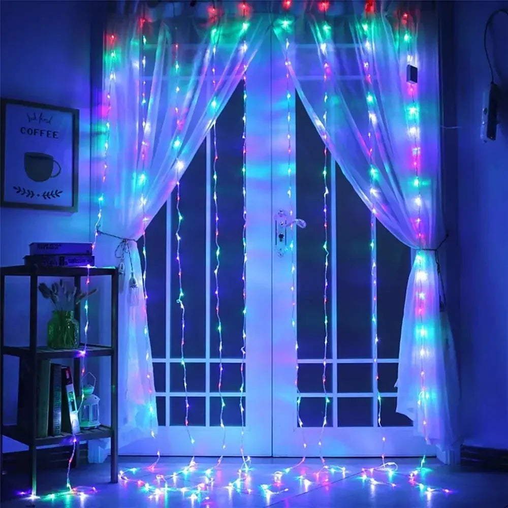 Width 3M LED Garland Curtain Lights 8 Mode Remote Control Fairy Light String Wedding Christmas Decor for Home Ramadan Festival