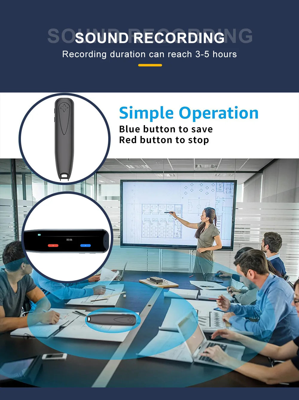 MD22 Voice Translator Pen Offline Scan Reading 134 Language Translation