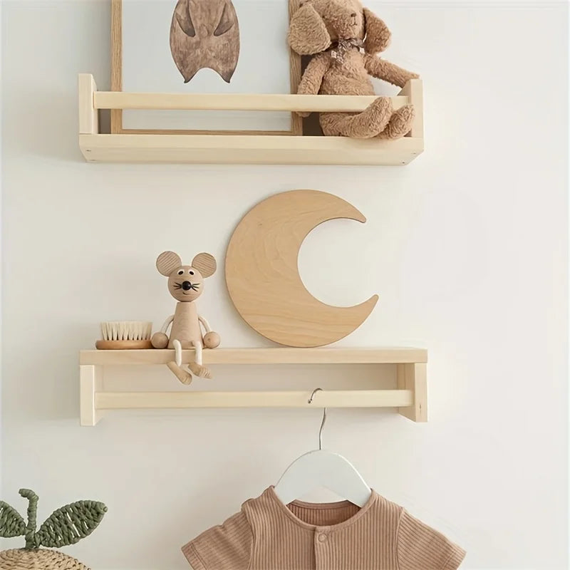 Ins Nordic Style Moon and Stars Wooden Self-Adhesive Decoration Set Home Space Theme Wall Art Decorative Wall Sticker Set