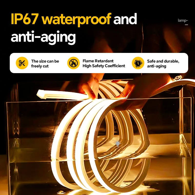 LED silicone light strip, linear light strip, embedded, 24V, waterproof, flexible, curved shape light