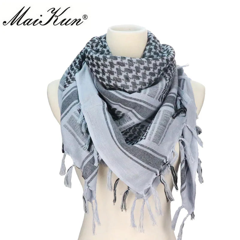 Maikun Cotton Arab Scarves Men Winter Military Keffiyeh Windproof Scarf Muslim Hijab Shemagh Tactical Desert Square Wargame