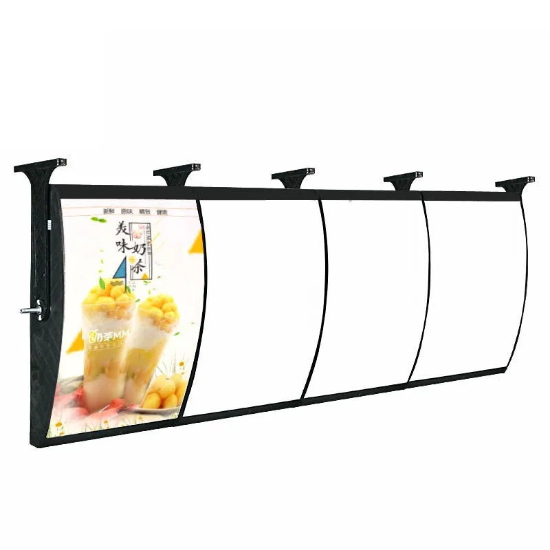Ceiling Hanging Curved Menu Light Boxes, Illuminated Poster Frame for Restaurant, Cafe Store, 5 Graphics/Column
