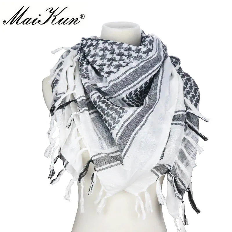 Maikun Cotton Arab Scarves Men Winter Military Keffiyeh Windproof Scarf Muslim Hijab Shemagh Tactical Desert Square Wargame