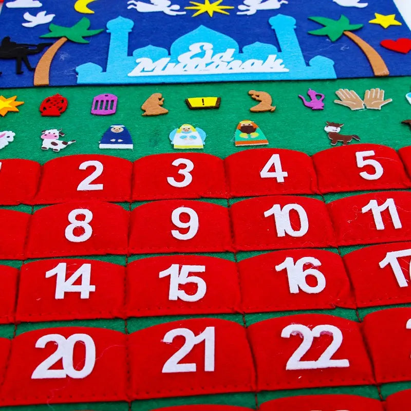 Eid Mubarak DIY Felt Calendar Countdown Ramadan Decoration For Home Kids Gifts Islamic Muslim Party Decor Eid Ramadan Kareem