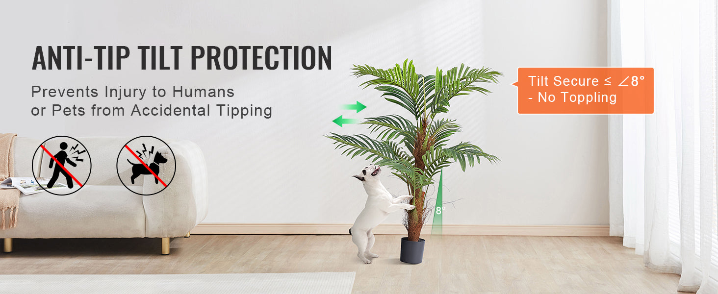SucceBuy Artificial Palm Tree 4/5/6 FT Faux Plant Secure PE Material & Anti-Tip Tilt Protection Low-Maintenance Plant for Home