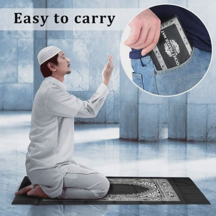 Portable Waterproof Muslim Prayer Mat Rug With Compass Vintage Pattern Islamic E DropShipping