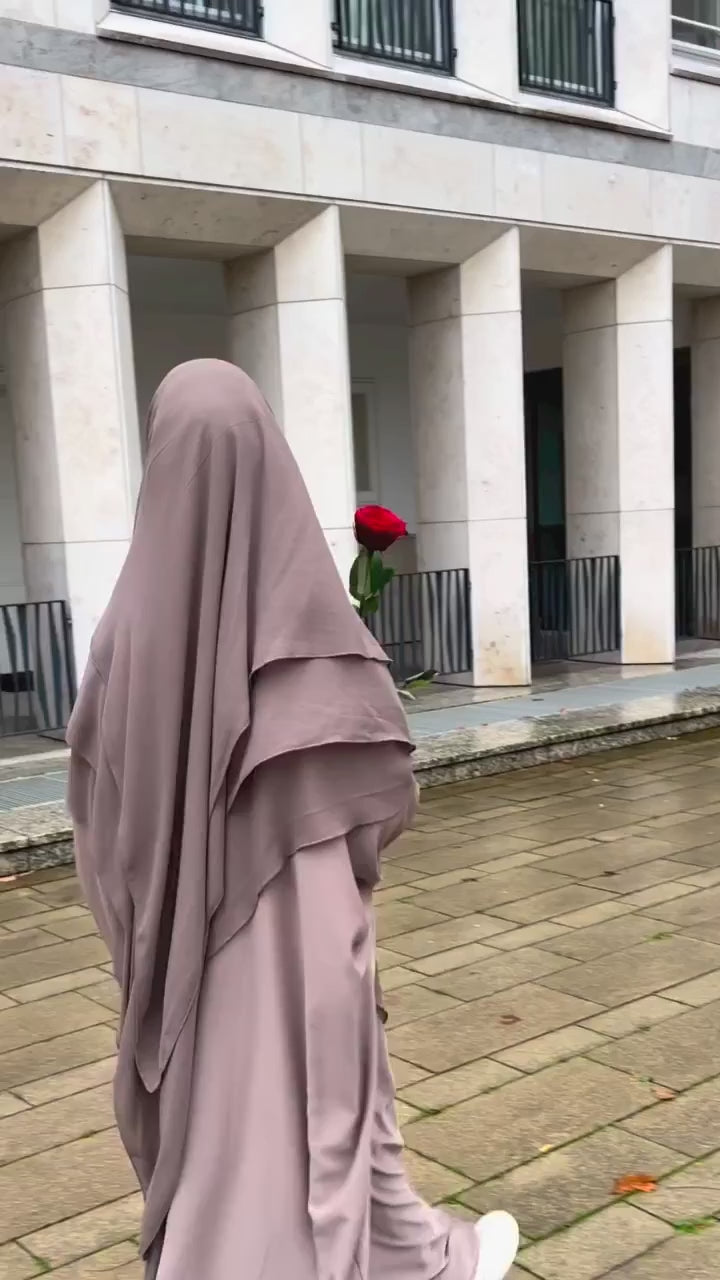 Three Layer Chiffon Khimar With Niqab Strings High Quality EID Ramadan Muslim Women Islamic Clothing Wholesale Prayer Long Hijab