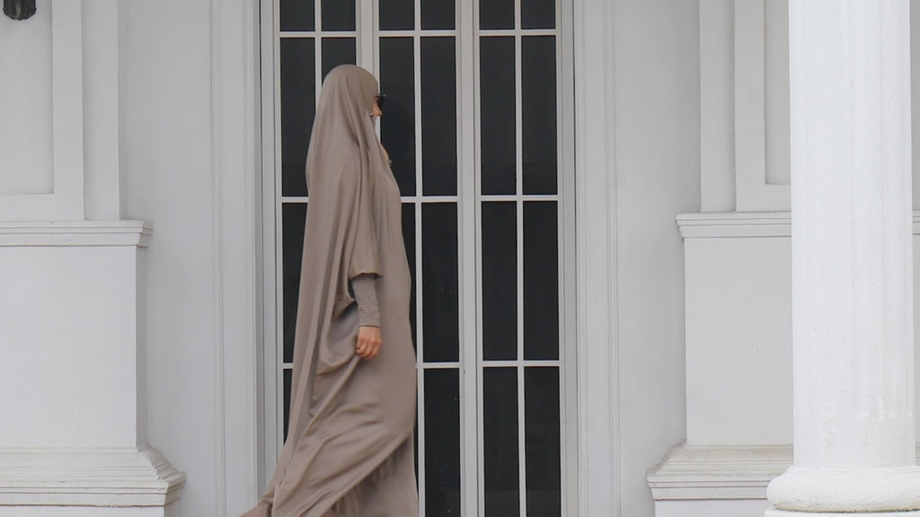 Muslim Abaya Hooded Smocking Sleeve One-piece Prayer Dress Women Jilbab Islamic Clothing Dubai Saudi Black Robe Turkish Modesty