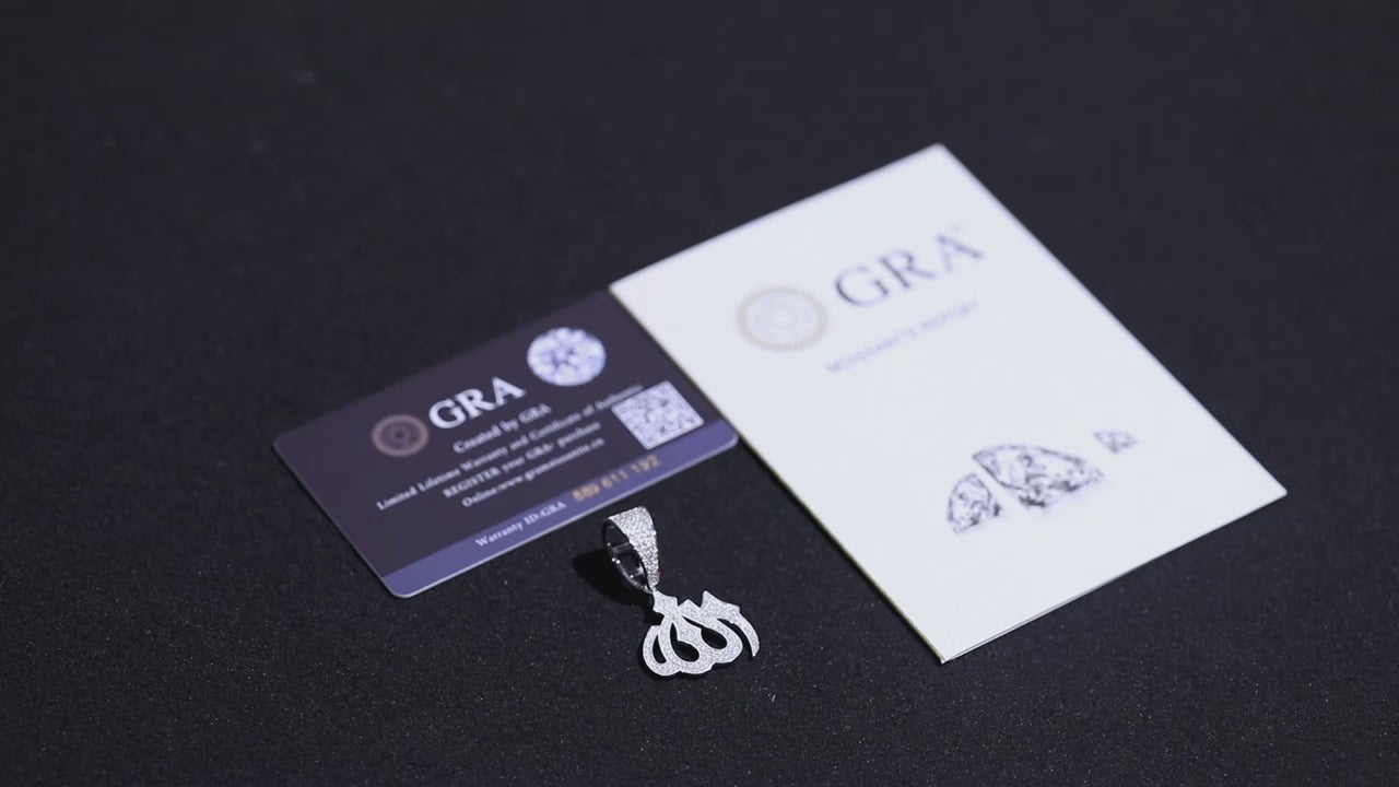 Moissanite Sparkling Full Diamond Islam Muslim Rune Pattern Pendant Allah Religious Necklace 925 Sterling Silver Men's Jewelry