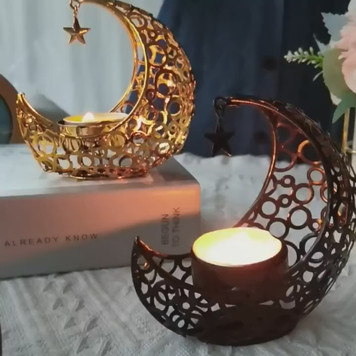Ramadan Decor Moon Candlestick EID Mubarak Decor 2025 Home Candle Holder Ramadan Kareem Islamic Muslim Party Eid Al Adha Gifts