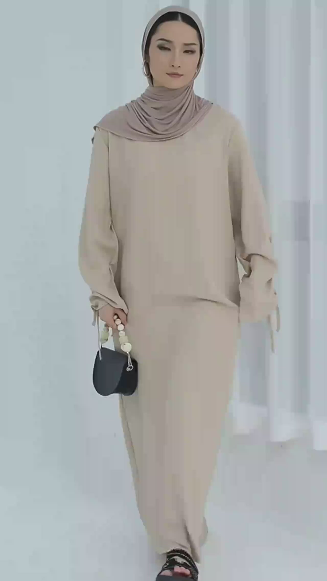 2024 Saudi Arabia Muslim Women Modest Dress Eid Dubai Plain Abaya Islamic Holiday Party Solid Turkey Lace-up Cuffs Long Clothes