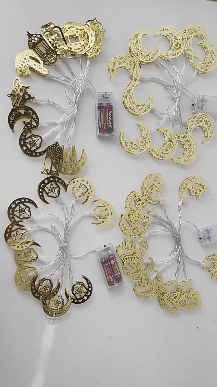 Moon Star LED String Light Castle Ramadan Kareem Decorati for Home Islam Muslim Party Festival Hanging Pendant Eid Al Adha Gifts