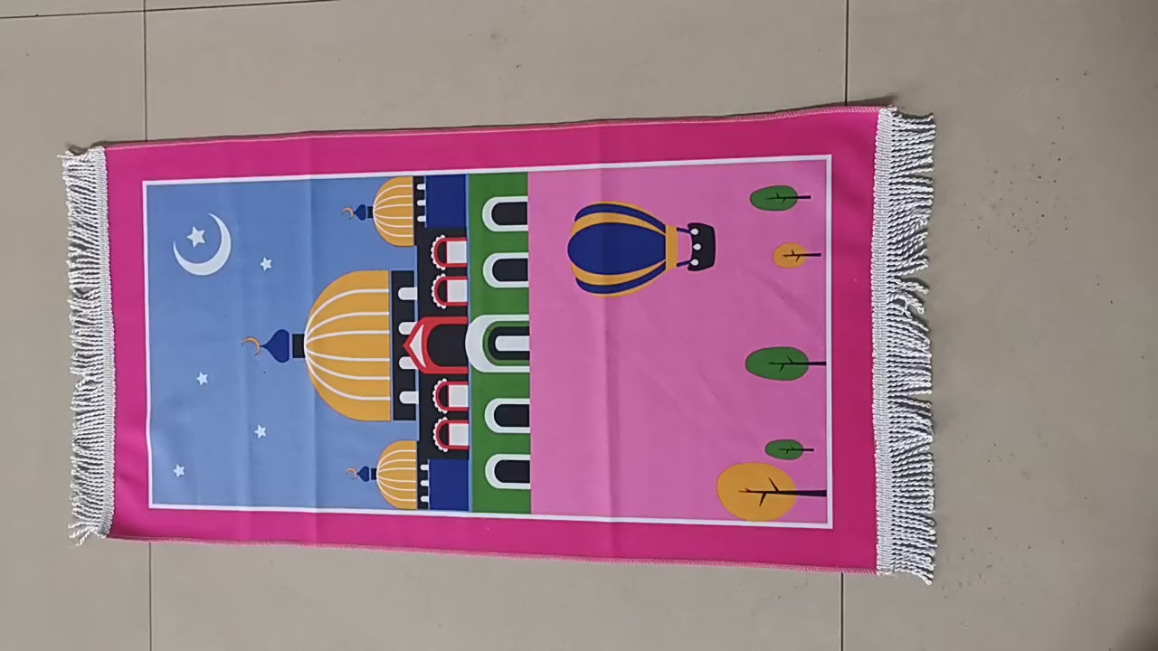 Muslim Children Prayer Rugs Islamic Kids Hajji Gift Mat Janamaz Sejadah