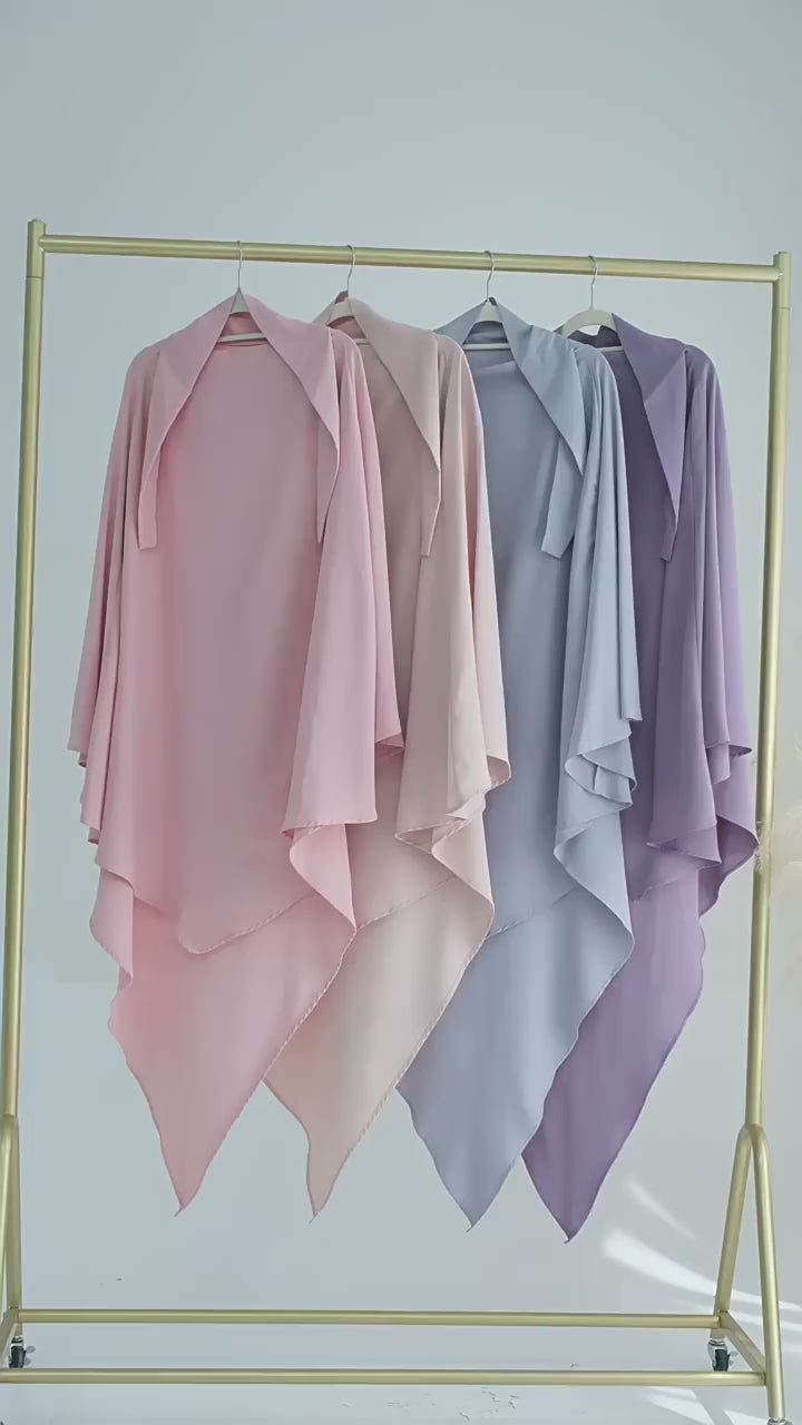 Muslim Women Ruffles Hijab Dress 2PCS – Overhead Abaya & Kaftan Set