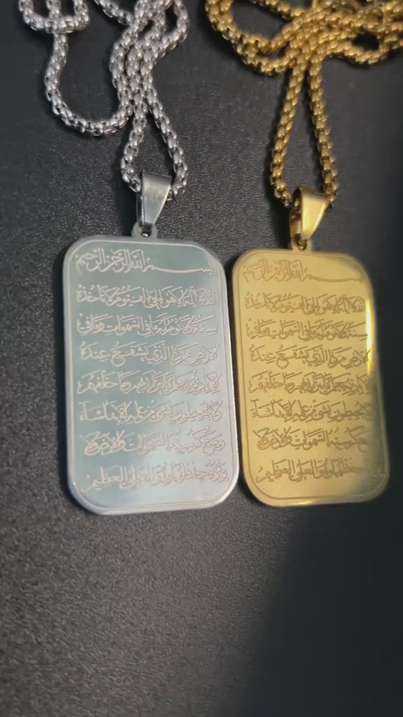 Islam Quran Muslim Pendant Necklace Stainless Steel Gold Color Geometric Arabic Medal Amulet Chain Jewelry Gift for Women Men