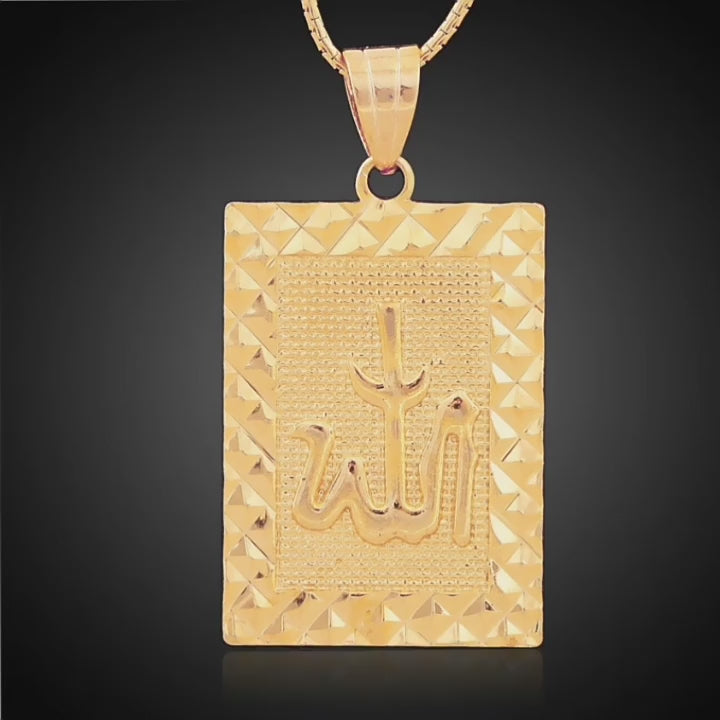 24K Gold Color Islamic Allah Pendant Necklace Religious Muslim Chain Jewelry