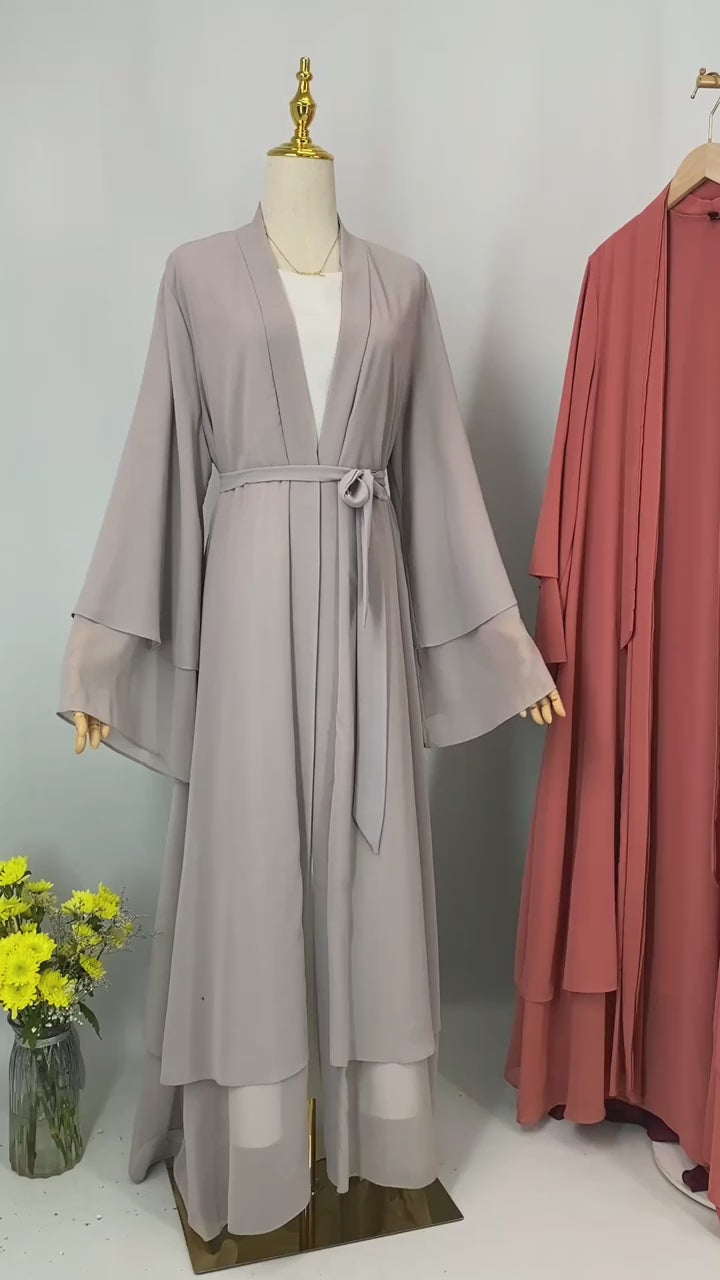 2025 Ramadan Kebaya Chiffon Open Abaya – Modest Women Muslim Kaftan Dress
