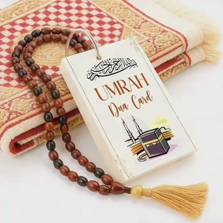 21pcs Portable Umrah Dua Islamic Cards Set Ring(With Ring) Arabic Duas English Meaning Ramadan Gift for Hajj Umrah Daily Worship