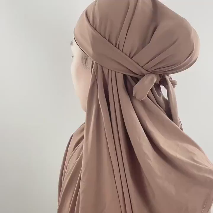 Ramadan Spring Summer Breathable Ironless Hijabs Long Instant Hijab Woman Ready To Wear With Face Masks Ready to Wear Hijabs