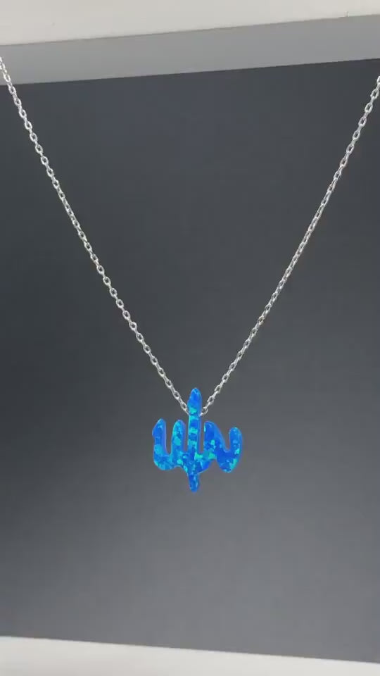 1pc Free Shipping 13*15mm Dark Blue Allah Synthetic Fire Blue Opal 925 Sterling Silver Gold O Chain Opal Allah Necklace Hot Sale
